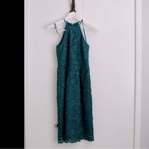 LOFT petite teal embroidered floral midi dress - Picture 1 of 6